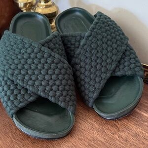 Marea New York Chunky Cross Sandals Deep Green Anthropologie